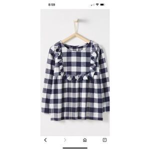 Hanna Andersson Buffalo Plaid Flannel Popover Shirt 120 cm 6-7 Girls